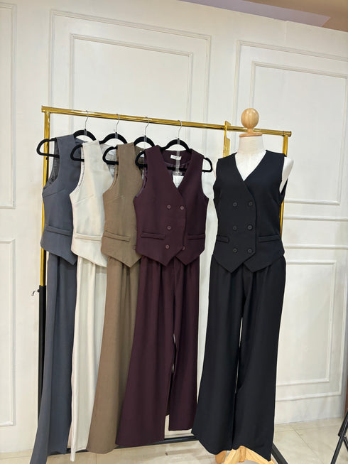 Double Breasted Waistcoat With Trousers Sets